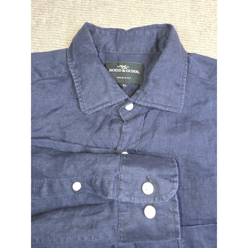 Rodd & Gunn Shirt Men's Medium Blue 100% Linen Sports Fit Breathable Comfort
